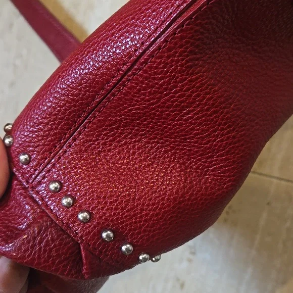 Brighton Andie Deep Burgundy Studded Pebbled Leather Shoulder Bag - Picture 5 of 16